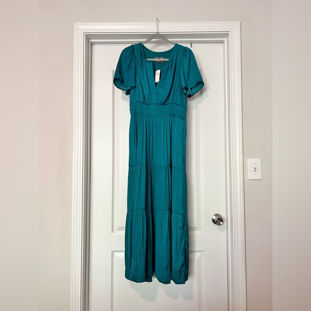 Anthropologie Somerset Dress NWT Turquoise Satiny Incredibly Flattering Size M! - Picture 10 of 17